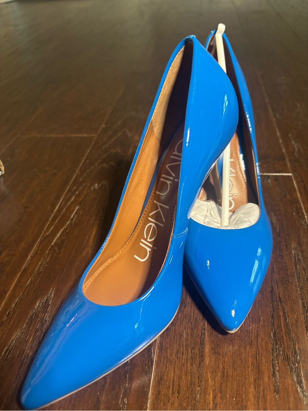 Calvin Klein Women's Bright Blue Patent Pointed Pumps